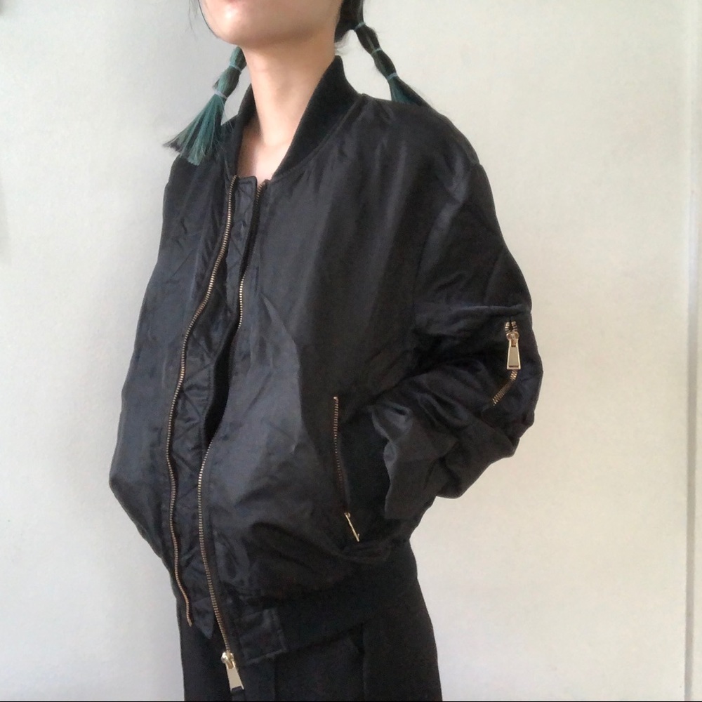 Zara Basic Outerwear Black Bomber Jacket - image 2